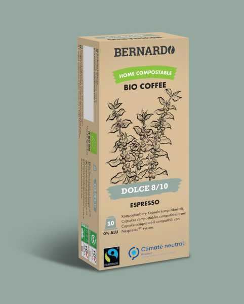 Bernardo Espresso Dolce Kaffee (kompostierbare Kapsel, Nespresso ®* kompatibel)
